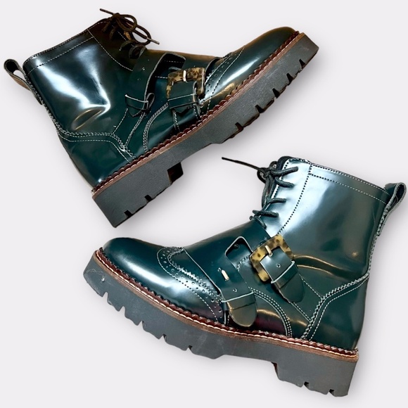 Scotch & Soda Maison Olivine Leather Brogue Boot Ankle Hiking Moto Boots EU 39 - Picture 1 of 14